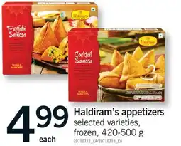 Fortinos HALDIRAM'S APPETIZERS offer