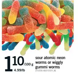 Fortinos SOUR ATOMIC NEON WORMS OR WIGGLY GUMMI WORMS offer