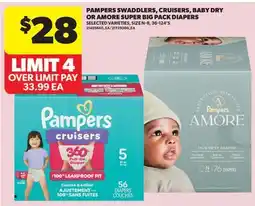 Real Canadian Superstore PAMPERS SWADDLERS, CRUISERS, BABY DRY OR AMORE SUPER BIG PACK DIAPERS, SIZE N - 8, 30-124'S offer