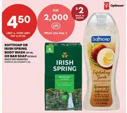 Real Canadian Superstore SOFTSOAP OR IRISH SPRING BODY WASH, 591 ML OR BAR SOAP offer