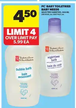 Real Canadian Superstore PC BABY TOILETRIES BABY NEEDS offer