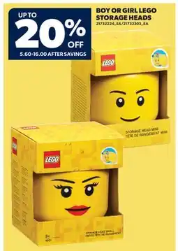 Real Canadian Superstore BOY OR GIRL LEGO STORAGE HEADS offer