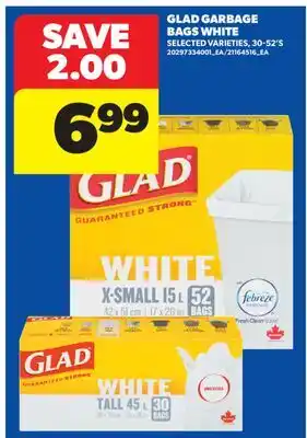 Real Canadian Superstore GLAD GARBAGE BAGS WHITE, 30-52'S offer