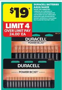 Real Canadian Superstore DURACELL BATTERIES AA24/AA16 offer