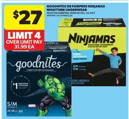Real Canadian Superstore GOODNITES OR PAMPERS NINJAMAS NIGHTTIME UNDERWEAR, XS-XXL, 24-44'S offer