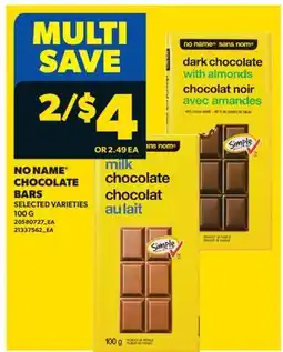Real Canadian Superstore NO NAME CHOCOLATE BARS offer