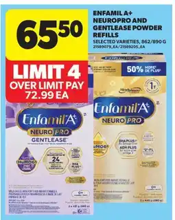 Real Canadian Superstore ENFAMIL A+ NEUROPRO AND GENTLEASE POWDER REFILLS, 862/890 G offer