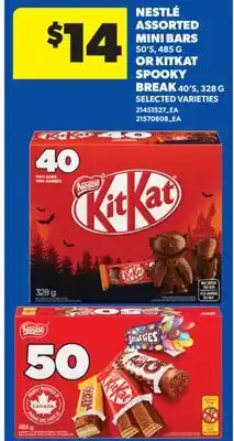 Real Canadian Superstore NESTLÉ ASSORTED MINI BARS, 50'S, 485 G OR KITKAT SPOOKY BREAK, 40'S, 328 G offer