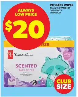 Real Canadian Superstore PC BABY WIPES, 768/1200'S offer