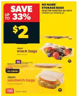 Real Canadian Superstore NO NAME STORAGE BAGS, 80/100'S offer