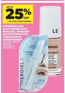 Real Canadian Superstore COVERGIRL LASH BLAST SUPERCOULD MASCARA, TRUBLEND MATTE FOUNDATION, CONCEALER OR LIQUID MAKEUP offer
