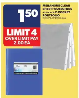 Real Canadian Superstore MERANGUE CLEAR SHEET PROTECTORS 40 PACK OR 2-POCKET PORTFOLIO offer