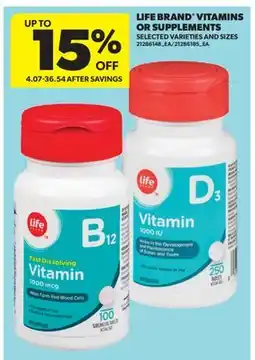 Real Canadian Superstore LIFE BRAND VITAMINS OR SUPPLEMENTS offer