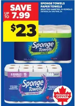 Real Canadian Superstore SPONGE TOWELS PAPER TOWELS, 8=16 ROLLS offer