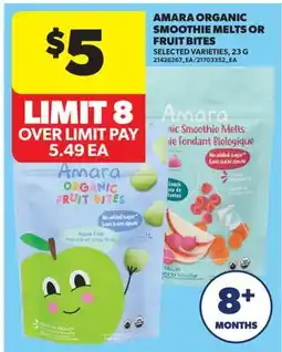 Real Canadian Superstore AMARA ORGANIC SMOOTHIE MELTS OR FRUIT BITES offer