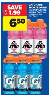 Real Canadian Superstore GATORADE ZERO SPORTS DRINK, 6X591 ML/8X355 ML offer