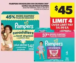 Real Canadian Superstore PAMPERS SWADDLERS OR CRUSHERS 360° ULTRA VALUE PACK DIAPERS, SIZE 2-6 offer