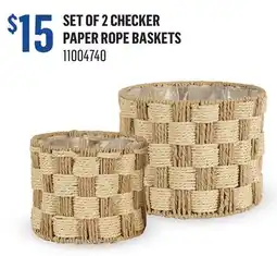 Canac Set of 2 Checker Paper Rope Baskets offer