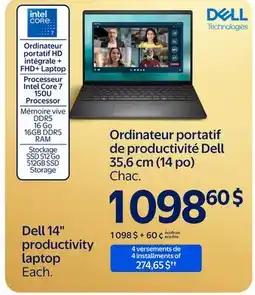 Walmart Dell 14 productivity laptop offer