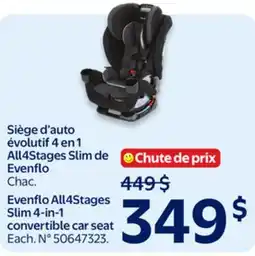 Walmart Evenflo A114Stages Slim 4-in-l convertible car seat offer