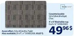 Walmart MAINSTAYS 4'x 6' Washable rug offer