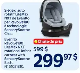 Walmart Evenflo Revolve180 LiteMax NXT rotational infant car seat with Sensory Soothe offer