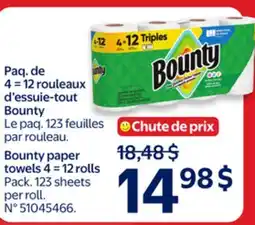 Walmart Bounty paper towels 4 = 12 rolls offer