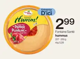 Avril Fontaine Santé hummus offer