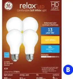 RONA All GE Refresh and Relax 4-pack A1910 LED bulb Relax, soft white offer