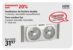 Home Hardware Twin window fan 2 speed, manually reversible. 9 offer