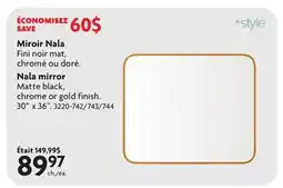 Home Hardware Nala mirror Matte black, chrome or gold finish. 30 x 36 offer