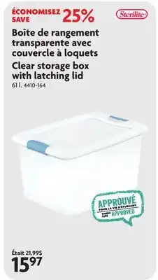 Home Hardware Clear storage box with latching lid offer