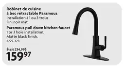 Home Hardware Paramous pull down kitchen faucet 1 or 3 hole installation. Matte black finish offer