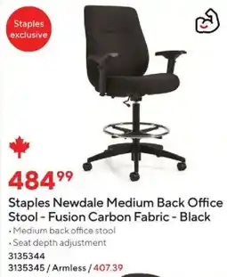 Staples Staples Newdale Medium Back Office Stool - Fusion Carbon Fabric - Black offer