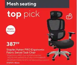 Staples Staples Hyken PRO Ergonomic Fabric Swivel Task Chair offer