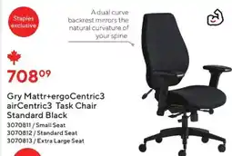 Staples Gry Mattr+ergoCentric3 airCentric3 Task Chair Standard Black offer