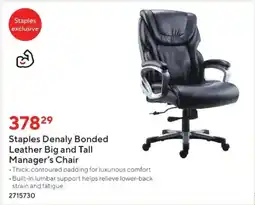 Staples Staples Denaly Bonded Leather Big and Tall Manager's Chair offer