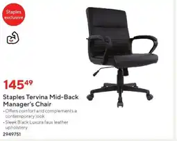 Staples Staples Tervina Mid-Back Manager's Chair offer