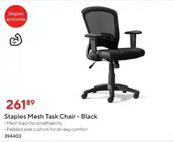 Staples Staples Mesh Task Chair - Black offer