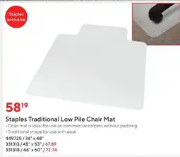 Staples Staples Traditional Low Pile Chair Mat offer