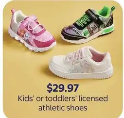 Walmart Kids' or toddlers' licensed athletic shoes offer