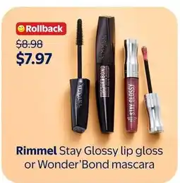 Walmart Rimmel Stay Glossy lip gloss or Wonder'Bond mascara offer