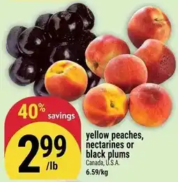 Marché Adonis Yellow peaches, nectarines or black plums offer