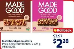 Walmart MadeGood granola bars offer