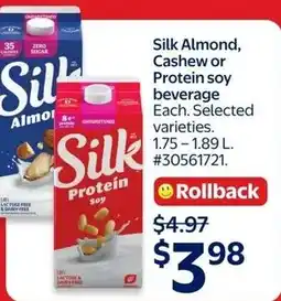 Walmart Silk Almond, Cashew or Protein soy beverage offer