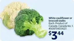 Walmart White cauliflower or broccoli stalks offer