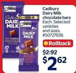 Walmart Cadbury dairy milk chocolate bars offer