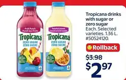 Walmart Tropicana drinks with sugar or zero sugar offer