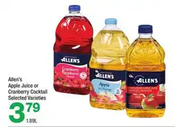 Highland Farms Allen's Apple Juice or Cranberry Cocktail offer