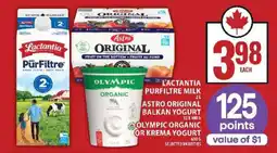 Food Basics Lactantia PurFiltre Milk, Astro Original Balkan Yogurt, Olympic Organic or Krema Yogurt offer